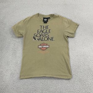 The Eagle Soars Alone Harley Davidson Museum Shirt S Olive Biker Short Sleeve